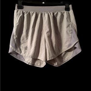 Under Armour Women's Light Gray Athletic Running Shorts with Mesh Panels